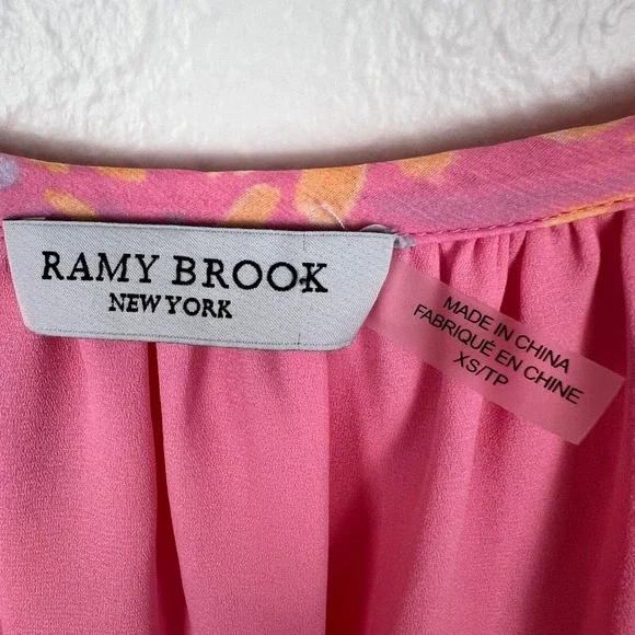 Ramy Brook Pink Long Sleeve Dress Size XS Long Sleeve Smocked Summer Spring - Picture 5 of 12